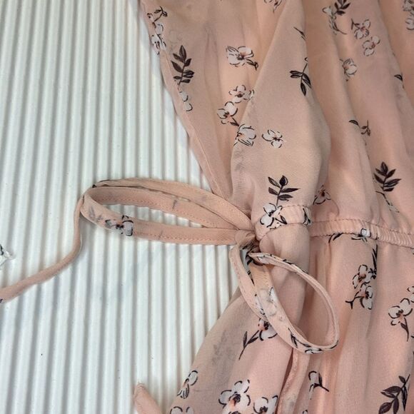 Lane Bryant Top Pink Floral Ruffle Blouse V-Neck Short Ruffle Sleeve Chiffon 28 - Picture 6 of 8